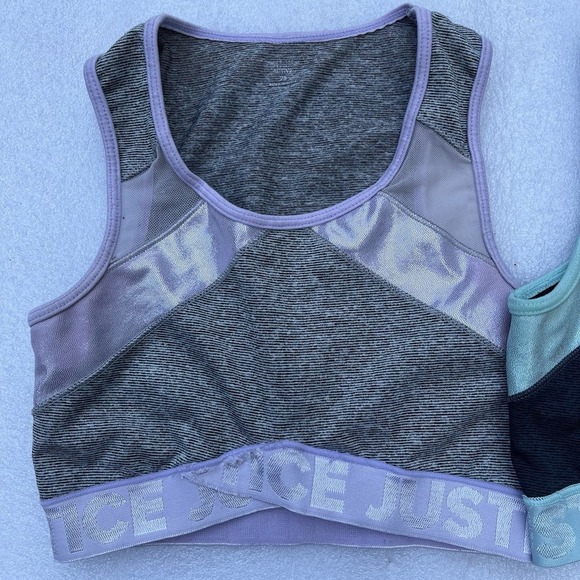 Justice Active Girls Training Sports Bras Set Of 2 Size 28 Mint Green & Purple - Picture 3 of 7